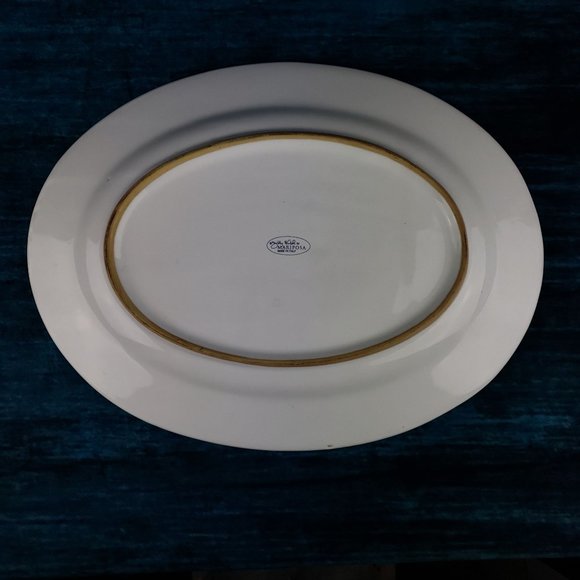 Flower Power Mariposa By Jilly Walsh Orange Zinnia Oval Serving Platter - Picture 8 of 9